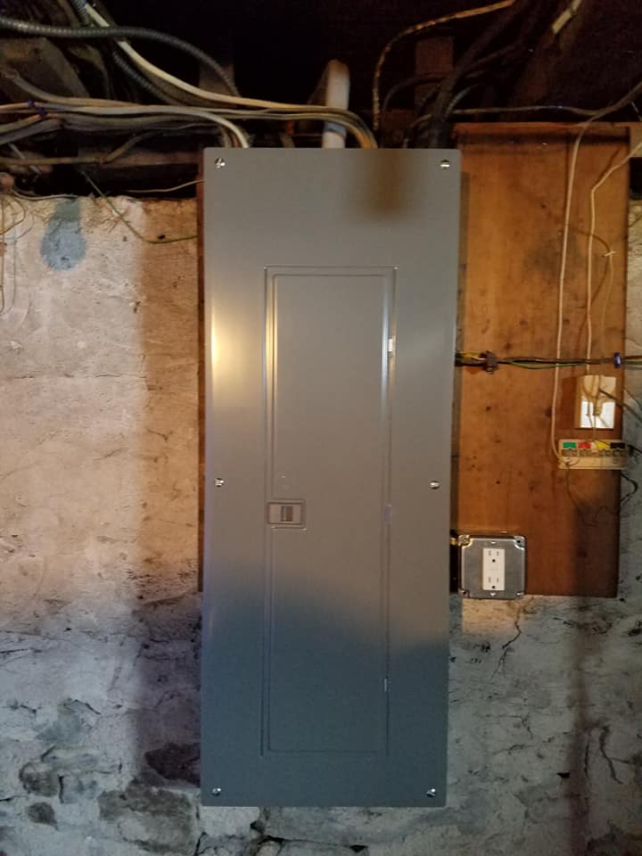 Upgraded breaker box with new door